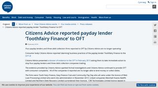 Citizens Advice reported payday lender 'Toothfairy Finance' to OFT ...