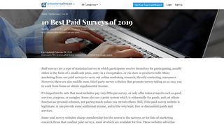 10 Best Paid Surveys of 2019 - ConsumersAdvocate.org