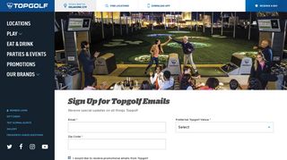 Email Sign Up | Topgolf