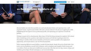 10 Best Resume Builders of 2019 - ConsumersAdvocate.org