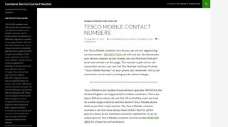 Tesco Mobile Customer Service Contact Number: 0843 837 5456