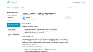 Setup Guide - Toshiba TopAccess – StratoQ