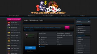 Topaze Casino - Casino Bonus Codes