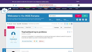 TopCashback log in problems - MoneySavingExpert.com Forums
