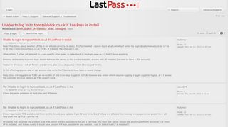LastPass Forums • View topic - Unable to log in to topcashback.co ...