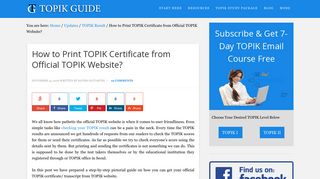 How to Print TOPIK Certificate from Official TOPIK Website? | TOPIK ...