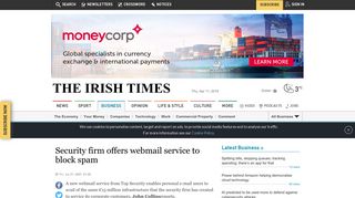 Security firm offers webmail service to block spam - The Irish Times