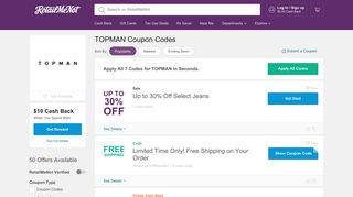 20% Off TOPMAN Promo Codes, Coupons + $10 Cash Back 2019