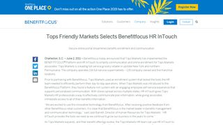 Tops Friendly Markets Selects Benefitfocus HR InTouch | Benefitfocus