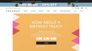 Birthday Email Form - Topshop USA