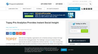 Topsy Pro Analytics Provides Instant Social Insight | ProgrammableWeb