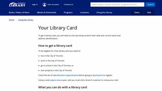 Your Library Card : Toronto Public Library