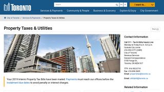 Property Taxes & Utilities – City of Toronto