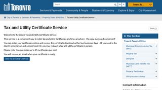 Tax and Utility Certificate Service – City of Toronto