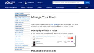 Manage Your Holds : Using the Library : Toronto Public Library