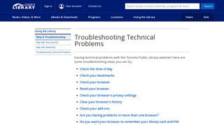 Troubleshooting Technical Problems - Toronto Public Library