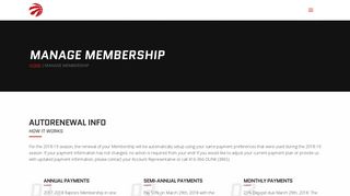 Membership Central: Manage Your Membership | Toronto Raptors