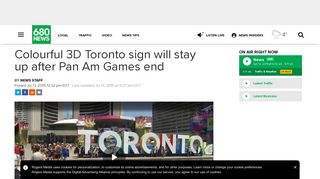 Colourful 3D Toronto sign to remain near City Hall, for now - 680 News