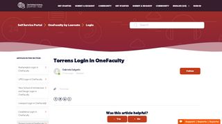 Torrens Login in OneFaculty – Self Service Portal