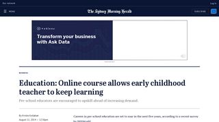 Education: Online course allows early childhood teacher to keep ...