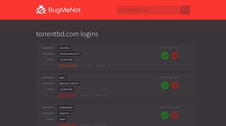 torrentbd.com passwords - BugMeNot