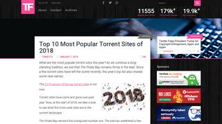Top 10 Most Popular Torrent Sites of 2018 - TorrentFreak