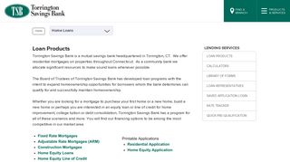 Loan Products - Torrington Savings Bank