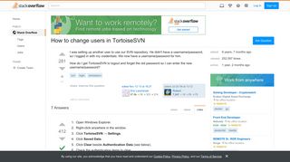 How to change users in TortoiseSVN - Stack Overflow