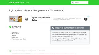 How to change users in TortoiseSVN [login] - CODE Q&A Solved