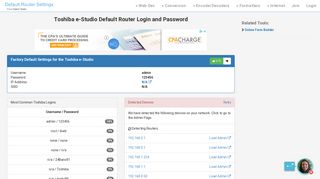 Toshiba e-Studio Default Router Login and Password - Clean CSS