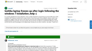 toshiba laptop freezes up after login following the windows 7 ...