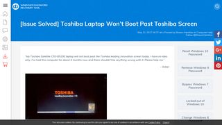 [Issue Solved] Toshiba Laptop Won't Boot Past Toshiba Screen