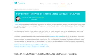Forgot Toshiba Laptop Password | How to Reset it without Disk