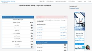 Toshiba Default Router Login and Password - Clean CSS