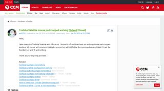 Toshiba Satellite mouse pad stopped working [Solved] - Ccm.net