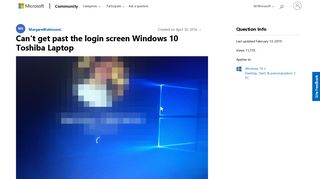 Can't get past the login screen Windows 10 Toshiba Laptop ...