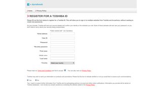 Register for a Toshiba ID