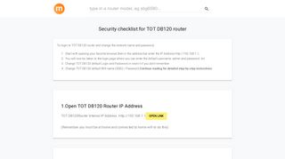 192.168.1.1 - TOT DB120 Router login and password - modemly