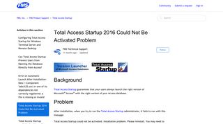 Total Access Startup 2016 Could Not Be Activated Problem – FMS, Inc.