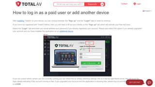 TotalAV - How to log in as a paid user or add another device