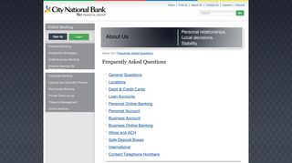 City National Bank of Florida - About Us - Frequently Asked Questions
