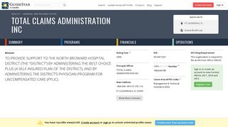 Total Claims Administration Inc - GuideStar Profile