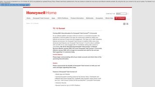 TC 1.0 Sunset - Honeywell Home Total Connect Toolkit