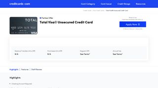 Total VISA® Unsecured Credit Card - Apply Online - CreditCards.com