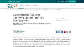 CoAdvantage Acquires California-based Total HR Management