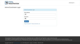 TR - Admin/Coordinator Login - Total Registration