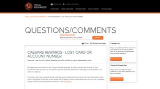 Total Rewards - Lost Card or Account Number - FAQ - Service