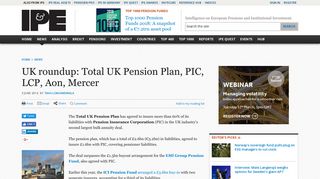 UK roundup: Total UK Pension Plan, PIC, LCP, Aon, Mercer | News | IPE