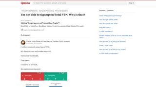 I'm not able to sign up on Total VPN. Why is that? - Quora