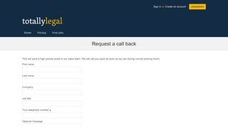 Request a call back - TotallyLegal